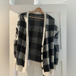 Black and White Plaid Cardigan